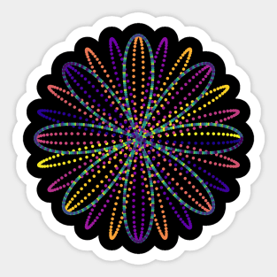 Fireworks Flower | Rainbow Rose Curve Black Sticker